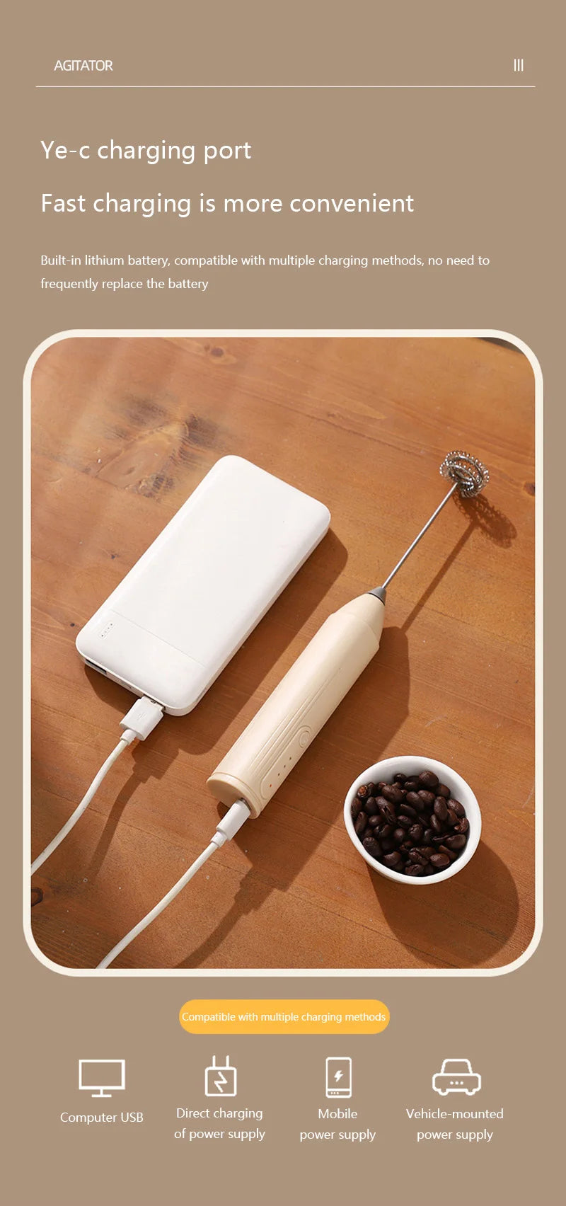 MIJIA Wireless Milk Frother Electric Handheld Blender Electrical CoffeeMaker Whisk Mixer Rechargable For Coffee Cappuccino Cream
