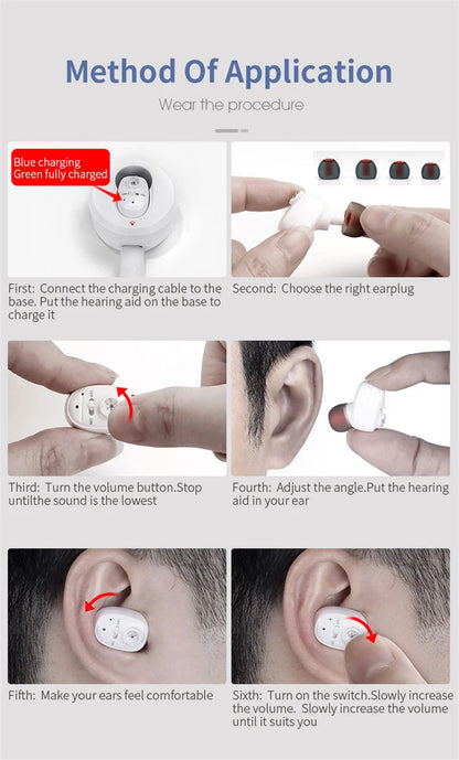 Rechargeable Hearing Aid Digital CIC Hearing Aids High Power Sound Amplifier Invisible Mini Earphone For Deafness audifonos