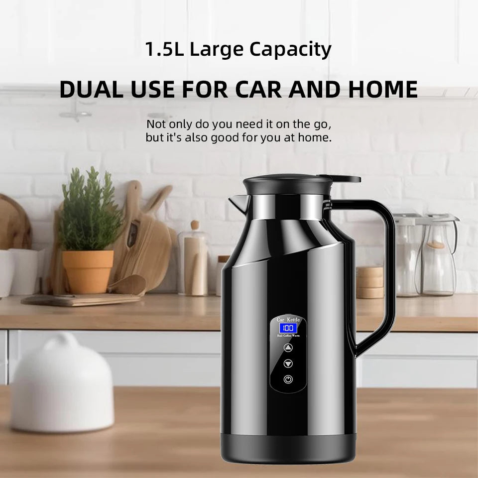 Car Mounted Kettle 12v24v Electric Kettle For Trucks 1500ML Large Capacity Insulated Car Boiling Water Coffee Instant Noodles
