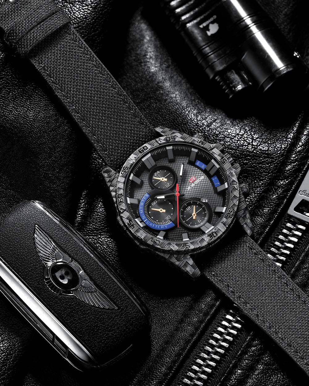 2023 New Famous Brand Luxury Business Sports Fashion Creative Leather Quartz Calendar 3ATM Waterproof Pilot Series Mens Watches