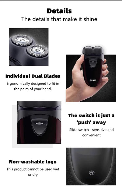PHILIPS New PQ206 Electric Shaver Fast Dry Shaving Double Blade Floating Head Beard Trimmer Men's Shaver Electric Razors Machine