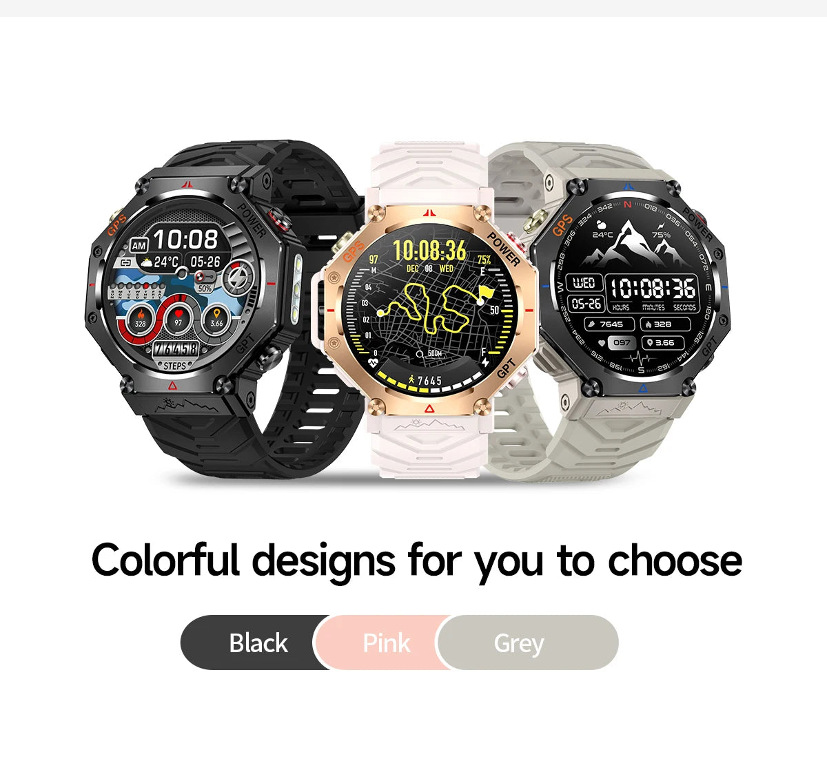 2025 New T-Rex 3 Ultra GPS Smart Watch Men 10ATM IP68 Waterproof Built-in Dual-band GNSS Compass Military Sport Smart Watch