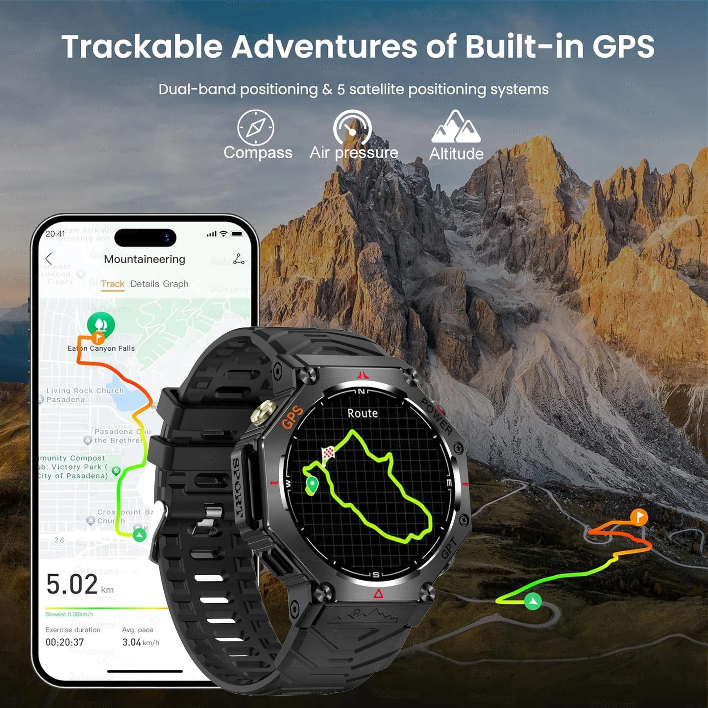 2025 New T-Rex 3 Ultra GPS Smart Watch Men 10ATM IP68 Waterproof Built-in Dual-band GNSS Compass Military Sport Smart Watch