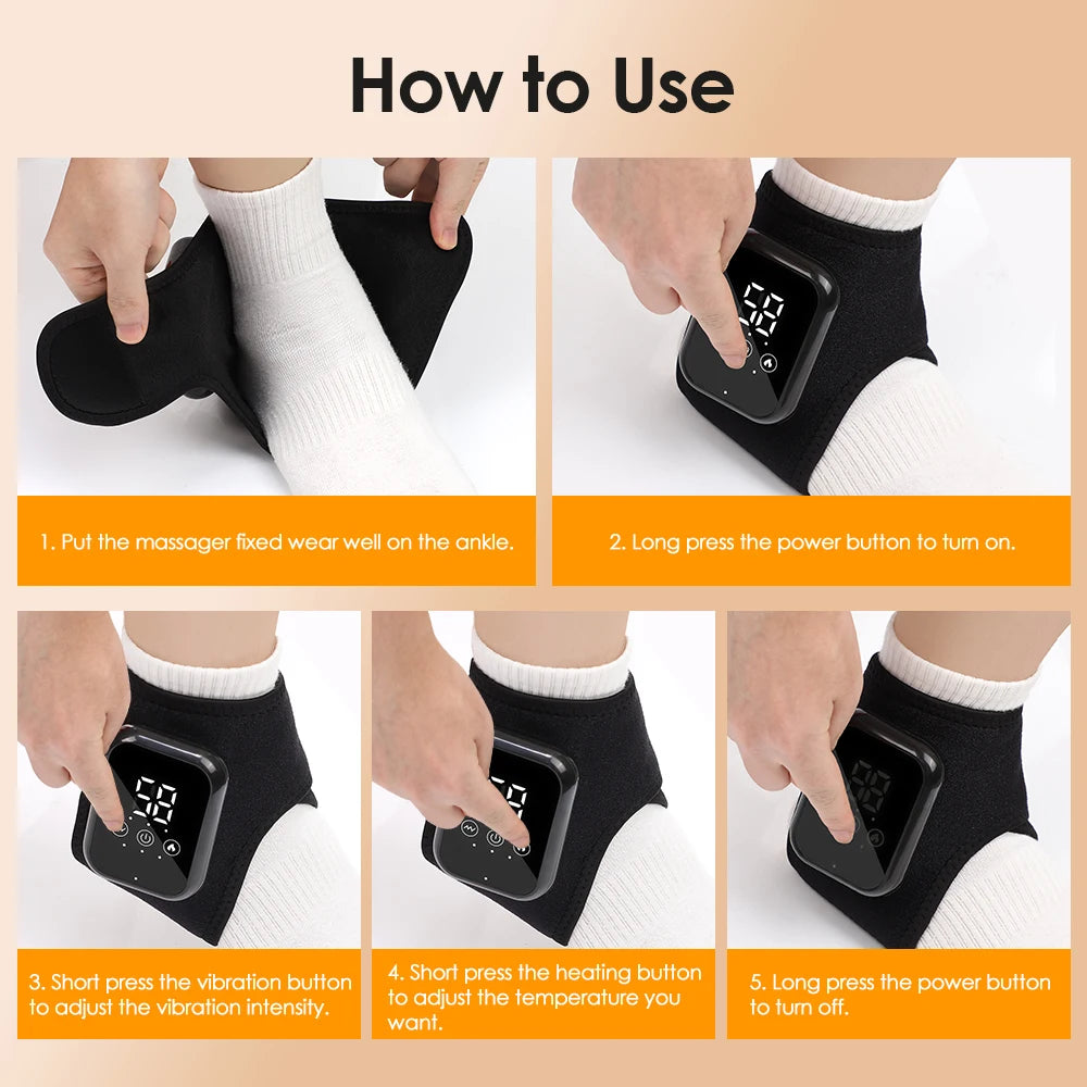 Electric Ankle Brace with Adjustable Hot Compress Vibration Massage Ankle Guard Band Carpal Tunnel Foot Protection Support Tool