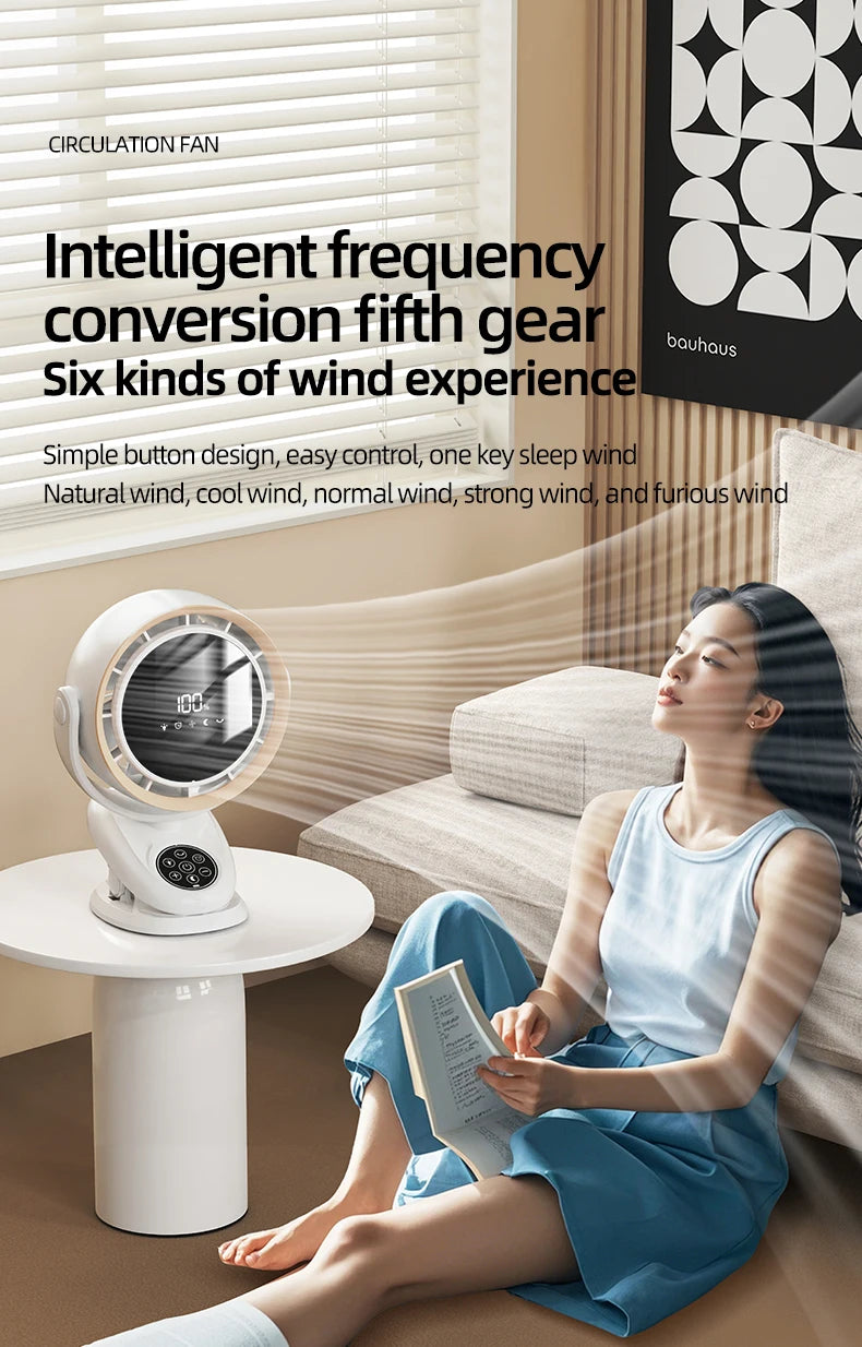 Circulating Clip Fan With Remote Control Mini Desktop Fan 4000 mAh Large Capacity Rechargeable Table Fan With Night Light