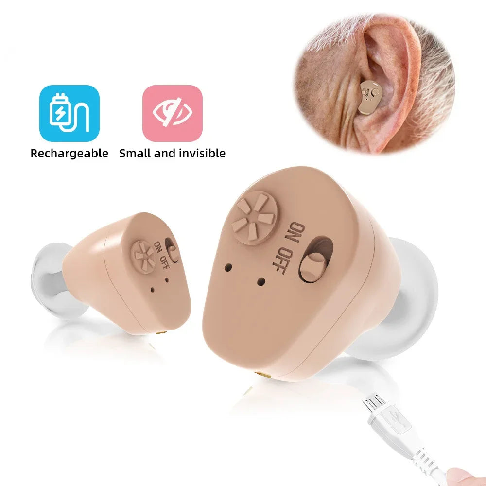 Rechargeable In Ear With Battery Mini Listening Device Sound Amplifier Hearing Aids Deaf Wireless Headset Handset Tool Ears