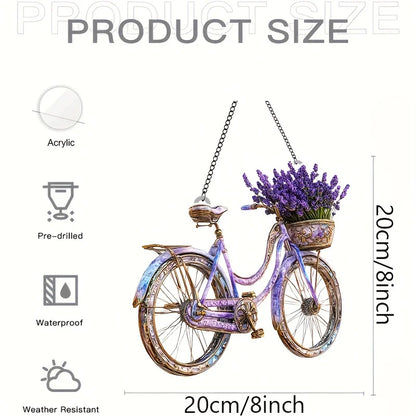1Pc Enchanting Lavender Bicycle Light Catcher 8 inches x 8 inches With Flower Basket Perfect For Home and Garden Decoration
