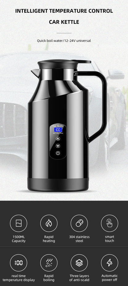 Car Mounted Kettle 12v24v Electric Kettle For Trucks 1500ML Large Capacity Insulated Car Boiling Water Coffee Instant Noodles