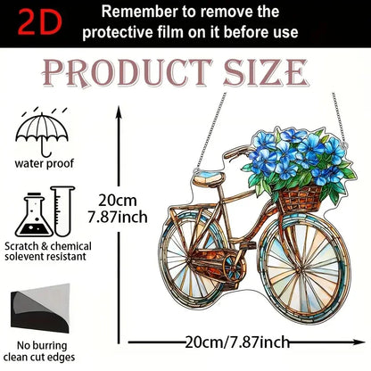 1Pc Enchanting Lavender Bicycle Light Catcher 8 inches x 8 inches With Flower Basket Perfect For Home and Garden Decoration