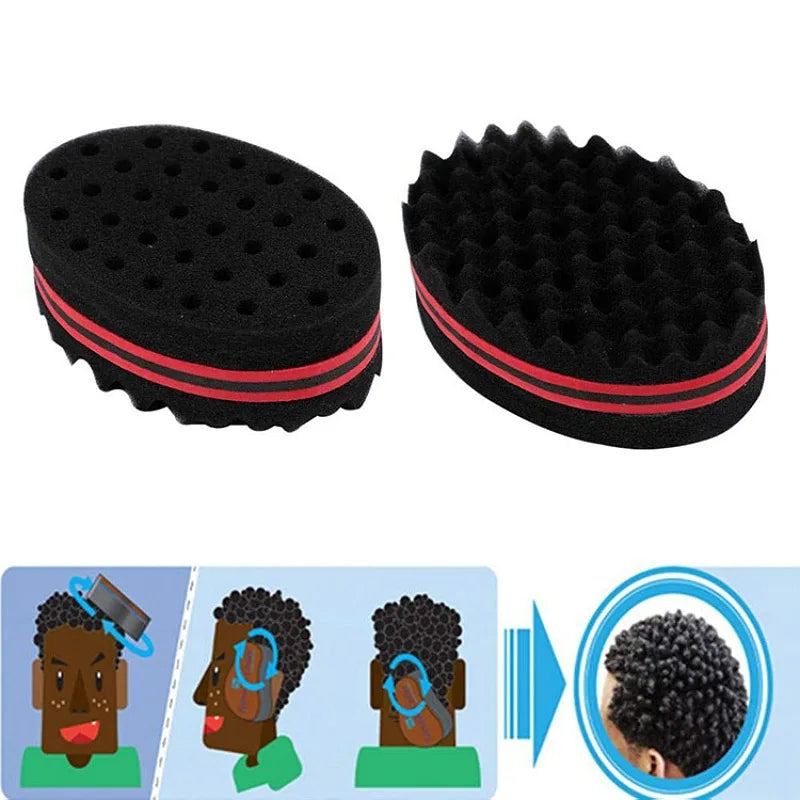 Hair Brush Sponge for Dreads Twists Big Holes Metal Hair Pick Comb Double-sided Breathable Perm Styling Brush for Hair Styling