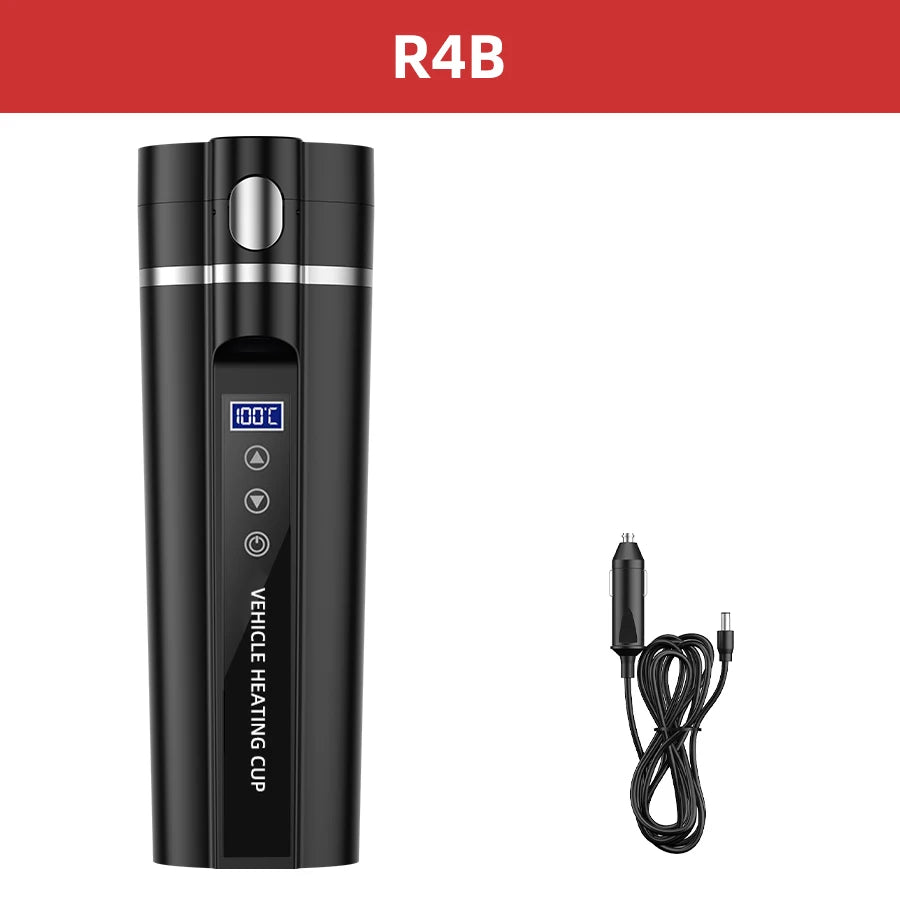 ACCEO 12V/24V Car Heating Cup 450ML Digital Display Vacuum Cup304 Stainless Steel Inner Tank Bottle Electric Thermos Kettle