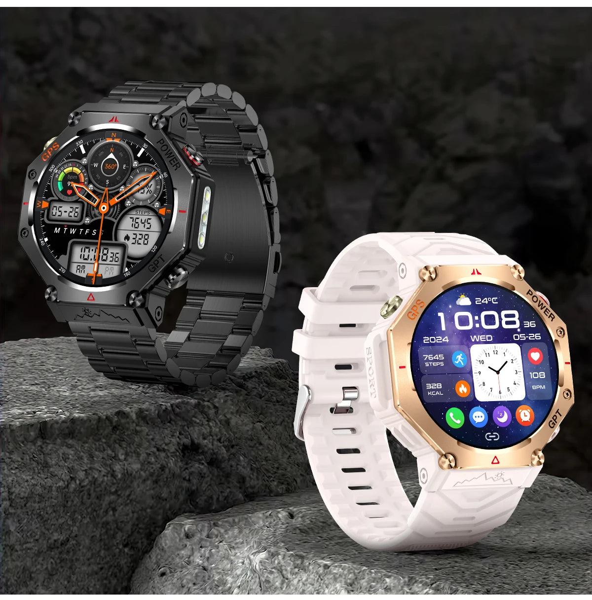2025 New T-Rex 3 Ultra GPS Smart Watch Men 10ATM IP68 Waterproof Built-in Dual-band GNSS Compass Military Sport Smart Watch