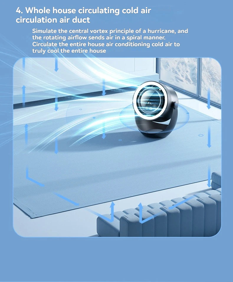 4-speed timed multifunctional circulating fan touch screen remote control bladeless fan, low-noise turbo desktop electric fan