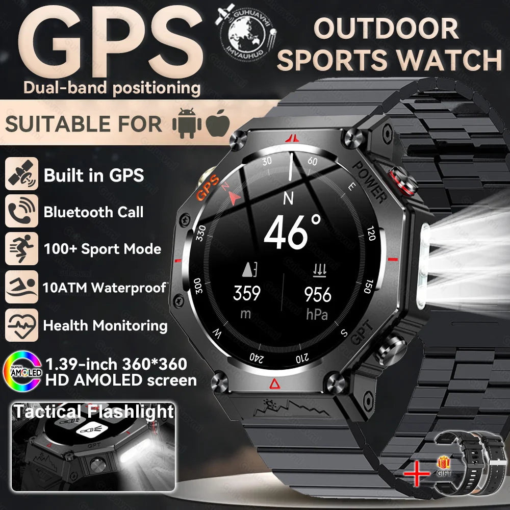 2025 New T-Rex 3 Ultra GPS Smart Watch Men 10ATM IP68 Waterproof Built-in Dual-band GNSS Compass Military Sport Smart Watch