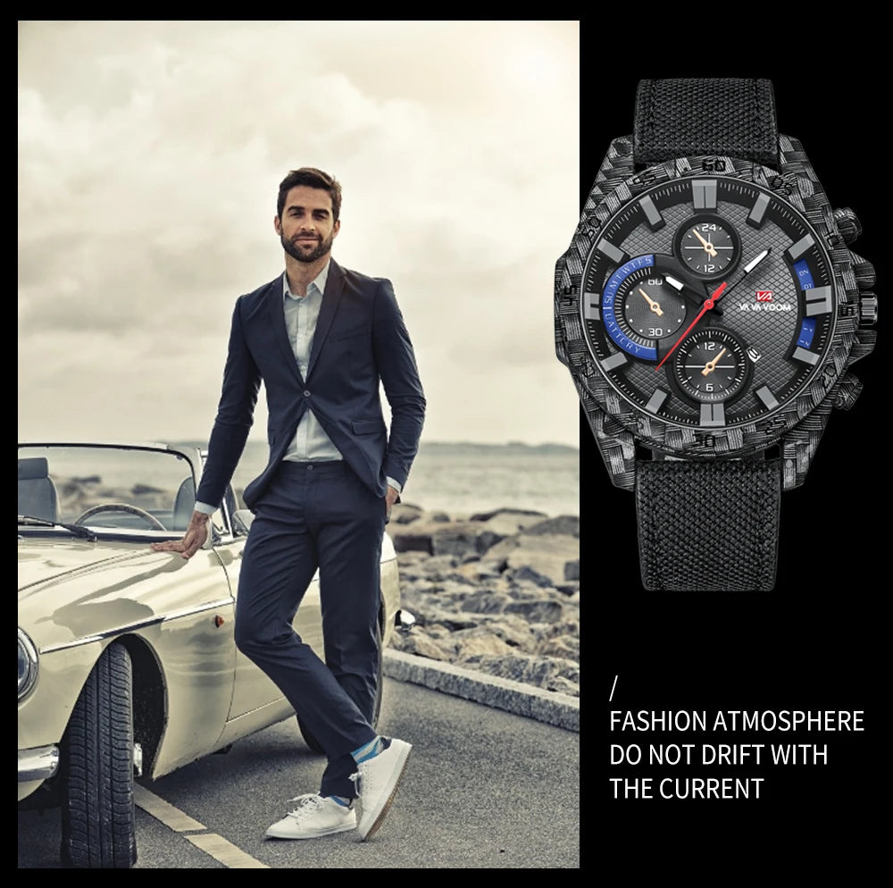2023 New Famous Brand Luxury Business Sports Fashion Creative Leather Quartz Calendar 3ATM Waterproof Pilot Series Mens Watches