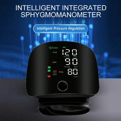 JUSTLANG Rechargeable Blood Pressure Monitor 2 Users Medical Tonometer Wrist Cuff Digital Irregular Pulse Heart Rate Tensiometer