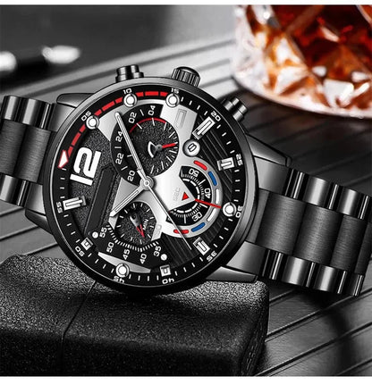 Fashion Mens Watches Luxury Quartz Wristwatch Calendar Luminous Clock Men Business Casual Steel Watch Reloj Hombre Часы Мужские