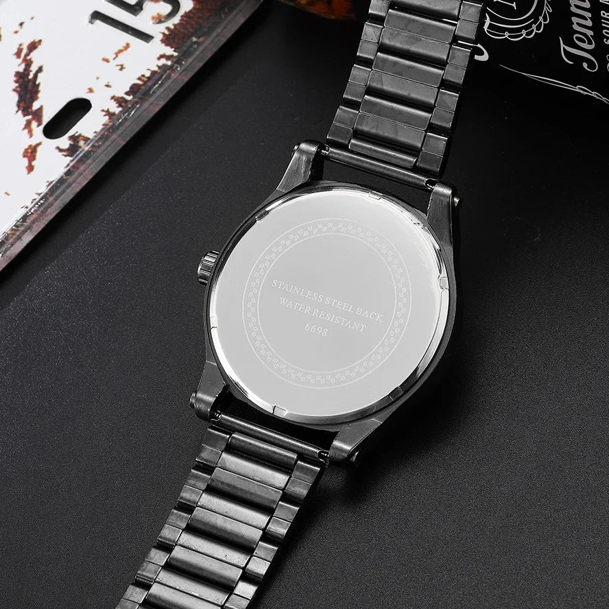 Black Gold Dial Quartz Watch Men 3D Skull Head Pattern Stainless Steel Steampunk Rock Engraved Cool Mexico Man Male Reloj Hombre