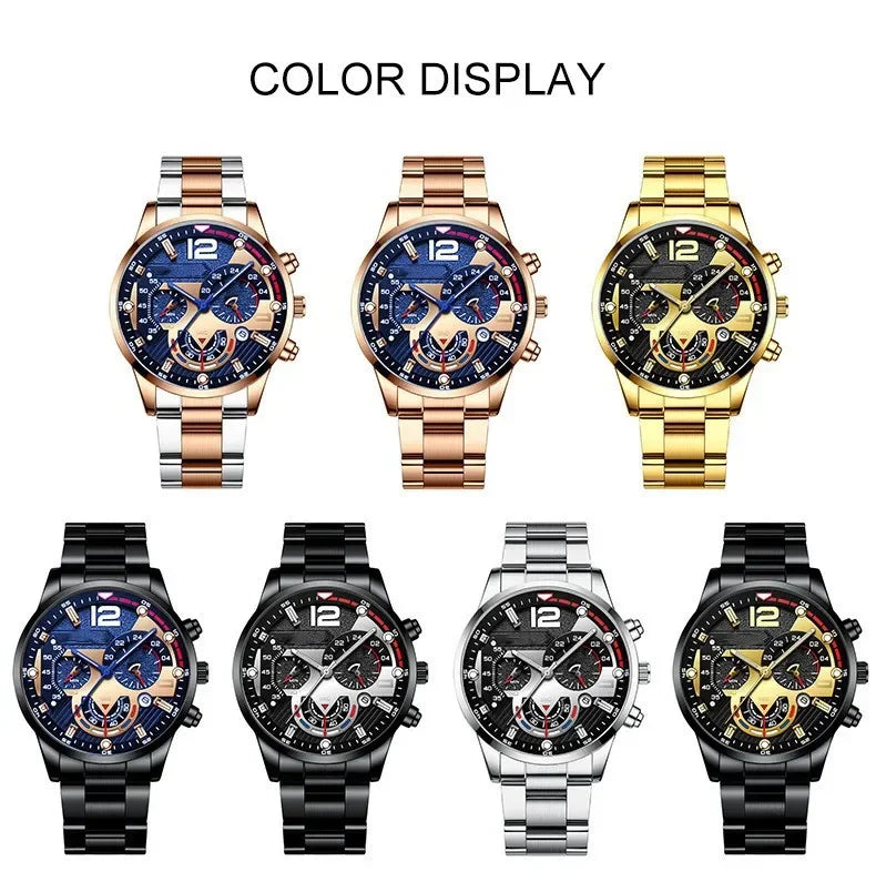 Fashion Mens Watches Luxury Quartz Wristwatch Calendar Luminous Clock Men Business Casual Steel Watch Reloj Hombre Часы Мужские