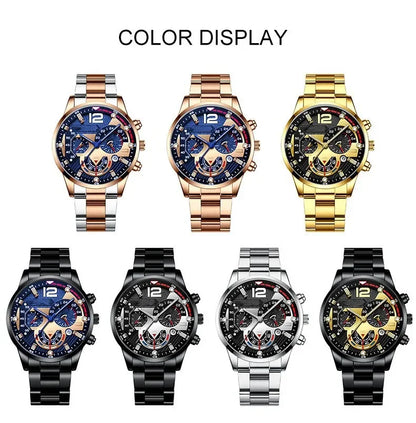 Fashion Mens Watches Luxury Quartz Wristwatch Calendar Luminous Clock Men Business Casual Steel Watch Reloj Hombre Часы Мужские