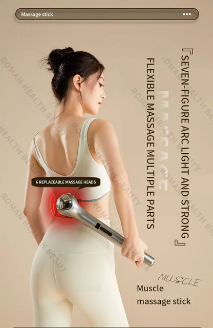 Powerful Deep Tissue Massage Gun 6 Heads Muscle Massager Stick 15 Speed Electric Pain Relief Body Relaxer for Gym Home Office