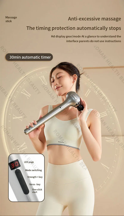 Powerful Deep Tissue Massage Gun 6 Heads Muscle Massager Stick 15 Speed Electric Pain Relief Body Relaxer for Gym Home Office
