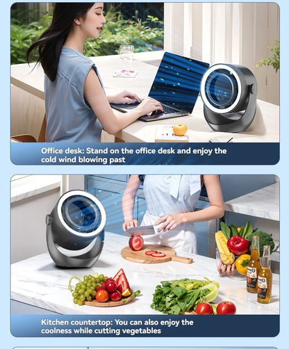 4-speed timed multifunctional circulating fan touch screen remote control bladeless fan, low-noise turbo desktop electric fan