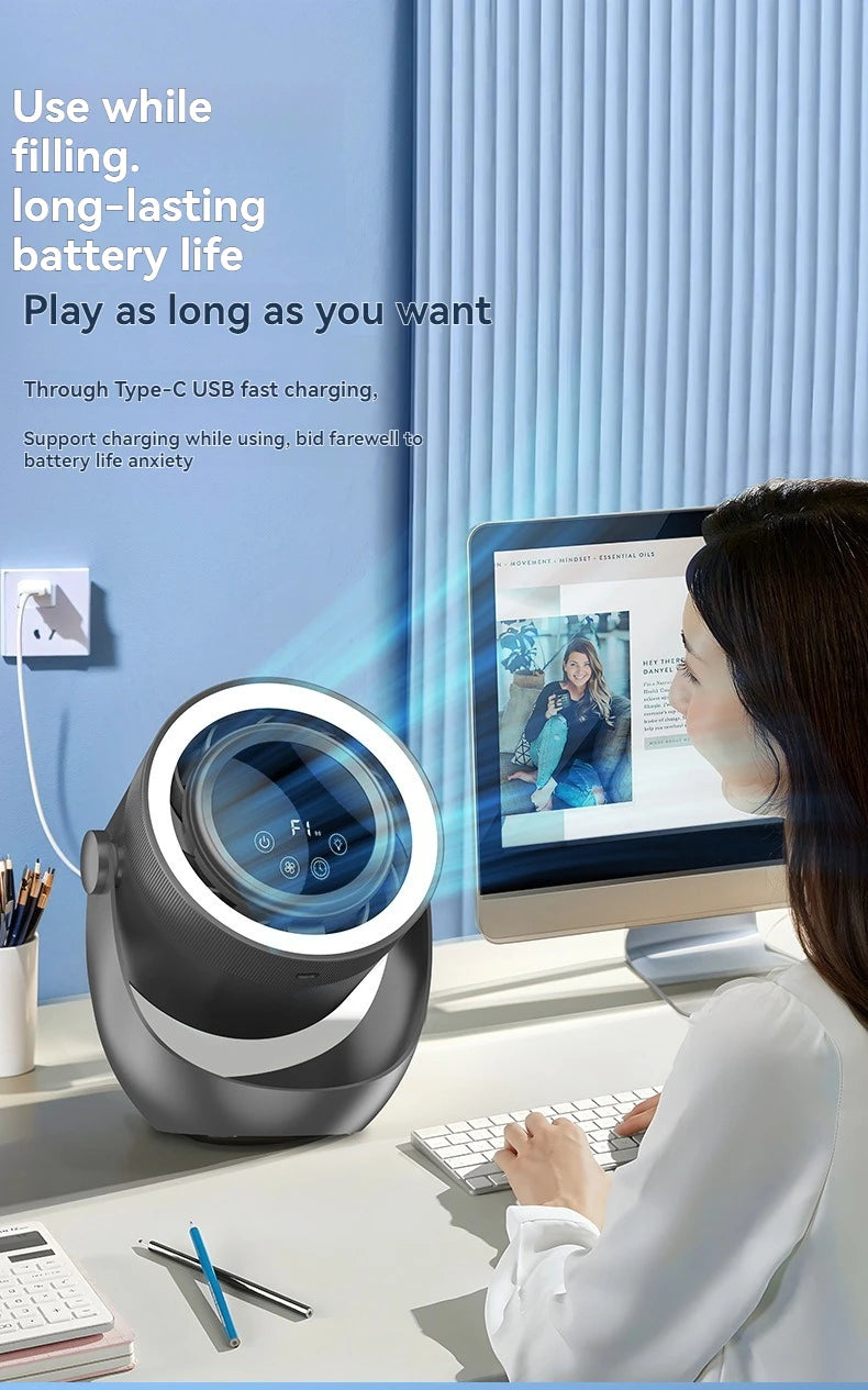 4-speed timed multifunctional circulating fan touch screen remote control bladeless fan, low-noise turbo desktop electric fan
