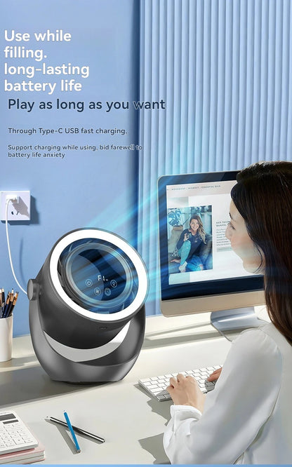 4-speed timed multifunctional circulating fan touch screen remote control bladeless fan, low-noise turbo desktop electric fan