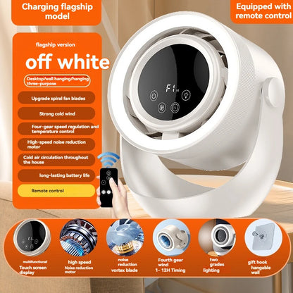 4-speed timed multifunctional circulating fan touch screen remote control bladeless fan, low-noise turbo desktop electric fan