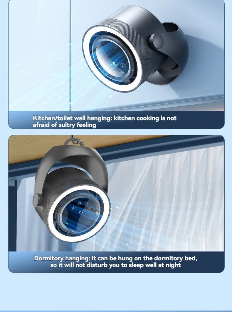 4-speed timed multifunctional circulating fan touch screen remote control bladeless fan, low-noise turbo desktop electric fan