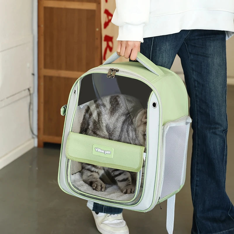 Cat Carriers Cat Backpack Breathable Mesh Dog Backpack Foldable Large Capacity Cat Carrying Bag Outdoor Travel Bag Pet Supplies