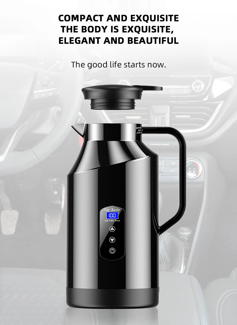 Car Mounted Kettle 12v24v Electric Kettle For Trucks 1500ML Large Capacity Insulated Car Boiling Water Coffee Instant Noodles
