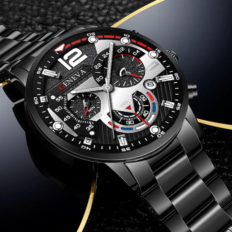 NEWFashion Mens Stainless Steel Watches Luxury Quartz Wristwatch Calendar Luminous Clock Men Business Casual Watch Reloj Hombre