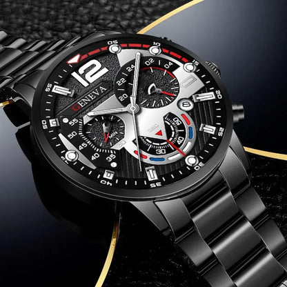 NEWFashion Mens Stainless Steel Watches Luxury Quartz Wristwatch Calendar Luminous Clock Men Business Casual Watch Reloj Hombre