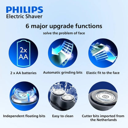 PHILIPS New PQ206 Electric Shaver Fast Dry Shaving Double Blade Floating Head Beard Trimmer Men's Shaver Electric Razors Machine