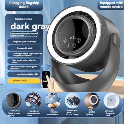 4-speed timed multifunctional circulating fan touch screen remote control bladeless fan, low-noise turbo desktop electric fan