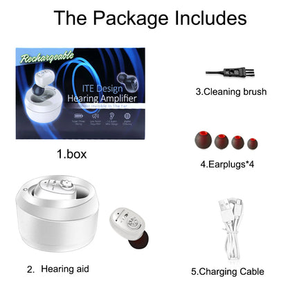 Rechargeable Hearing Aid Digital CIC Hearing Aids High Power Sound Amplifier Invisible Mini Earphone For Deafness audifonos