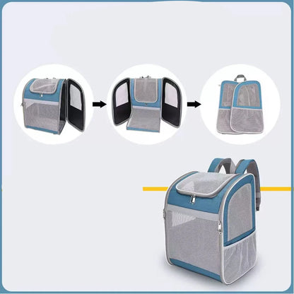 Cat Carriers Cat Backpack Breathable Mesh Dog Backpack Foldable Large Capacity Cat Carrying Bag Outdoor Travel Bag Pet Supplies