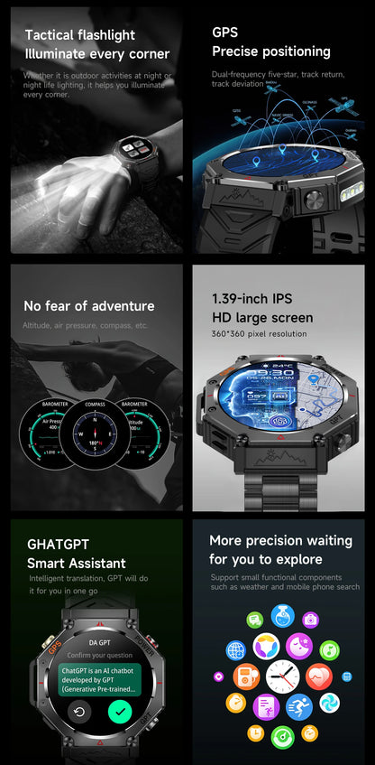 2025 New T-Rex 3 Ultra GPS Smart Watch Men 10ATM IP68 Waterproof Built-in Dual-band GNSS Compass Military Sport Smart Watch