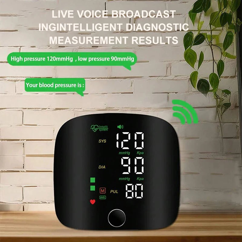 JUSTLANG Rechargeable Blood Pressure Monitor 2 Users Medical Tonometer Wrist Cuff Digital Irregular Pulse Heart Rate Tensiometer