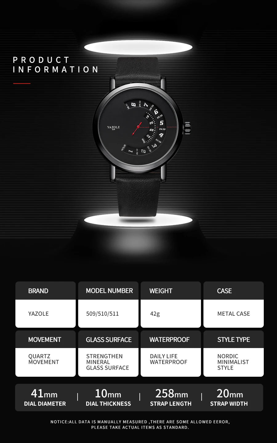 UTHAI CQ57 Men's Quartz Watch, Watch Leather Strap, Sports, Business, Leisure, Waterproof Top Brand, Simple Men's Watch