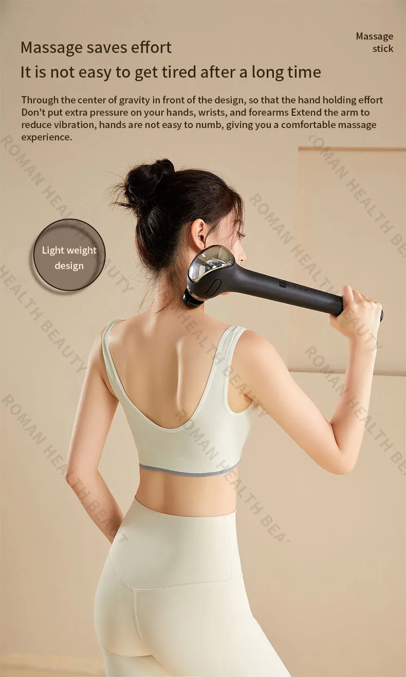 Powerful Deep Tissue Massage Gun 6 Heads Muscle Massager Stick 15 Speed Electric Pain Relief Body Relaxer for Gym Home Office