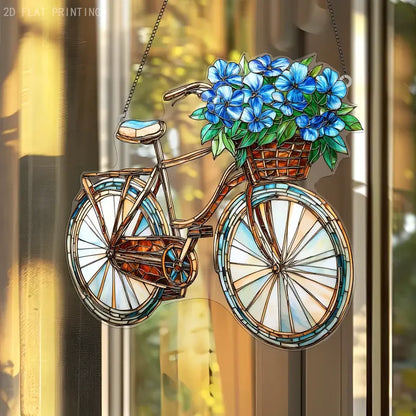 1Pc Enchanting Lavender Bicycle Light Catcher 8 inches x 8 inches With Flower Basket Perfect For Home and Garden Decoration