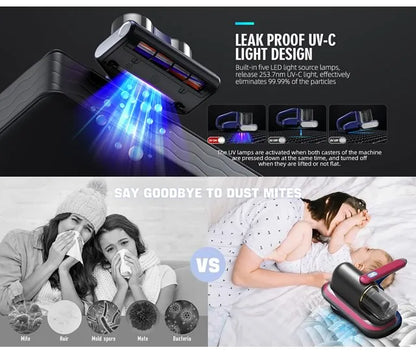 Wireless Vacuum Cleaner Ultraviolet Sterilization Machine Mini Washing Household Mattress Mite Remover Robot Bedding Cleaner