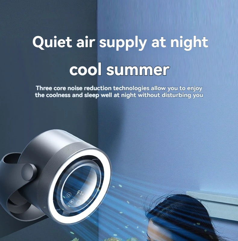 4-speed timed multifunctional circulating fan touch screen remote control bladeless fan, low-noise turbo desktop electric fan