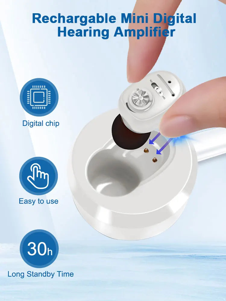 Rechargeable Hearing Aid Digital CIC Hearing Aids High Power Sound Amplifier Invisible Mini Earphone For Deafness audifonos