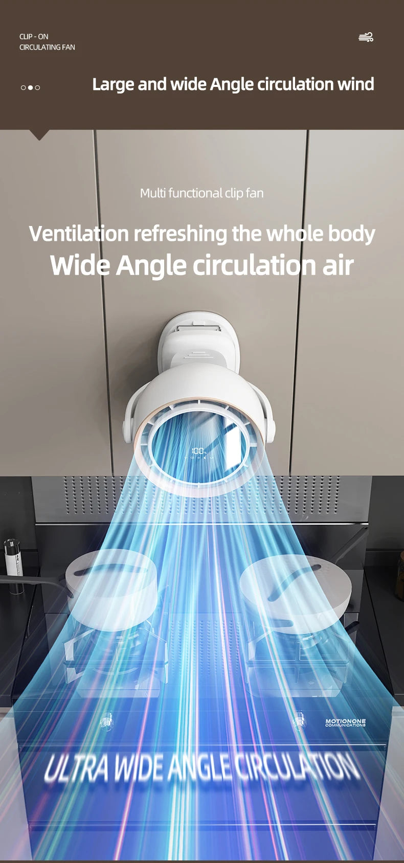 Circulating Clip Fan With Remote Control Mini Desktop Fan 4000 mAh Large Capacity Rechargeable Table Fan With Night Light
