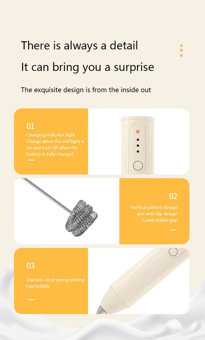 MIJIA Wireless Milk Frother Electric Handheld Blender Electrical CoffeeMaker Whisk Mixer Rechargable For Coffee Cappuccino Cream