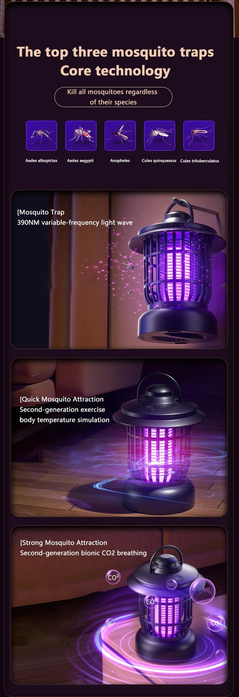 Xiaomi Electric Mosquito Killing Lamp Rechargeable Indoor Outdoor 2-in-1Anti Mosquito Trap Camping Lighting Quite Insect Killer